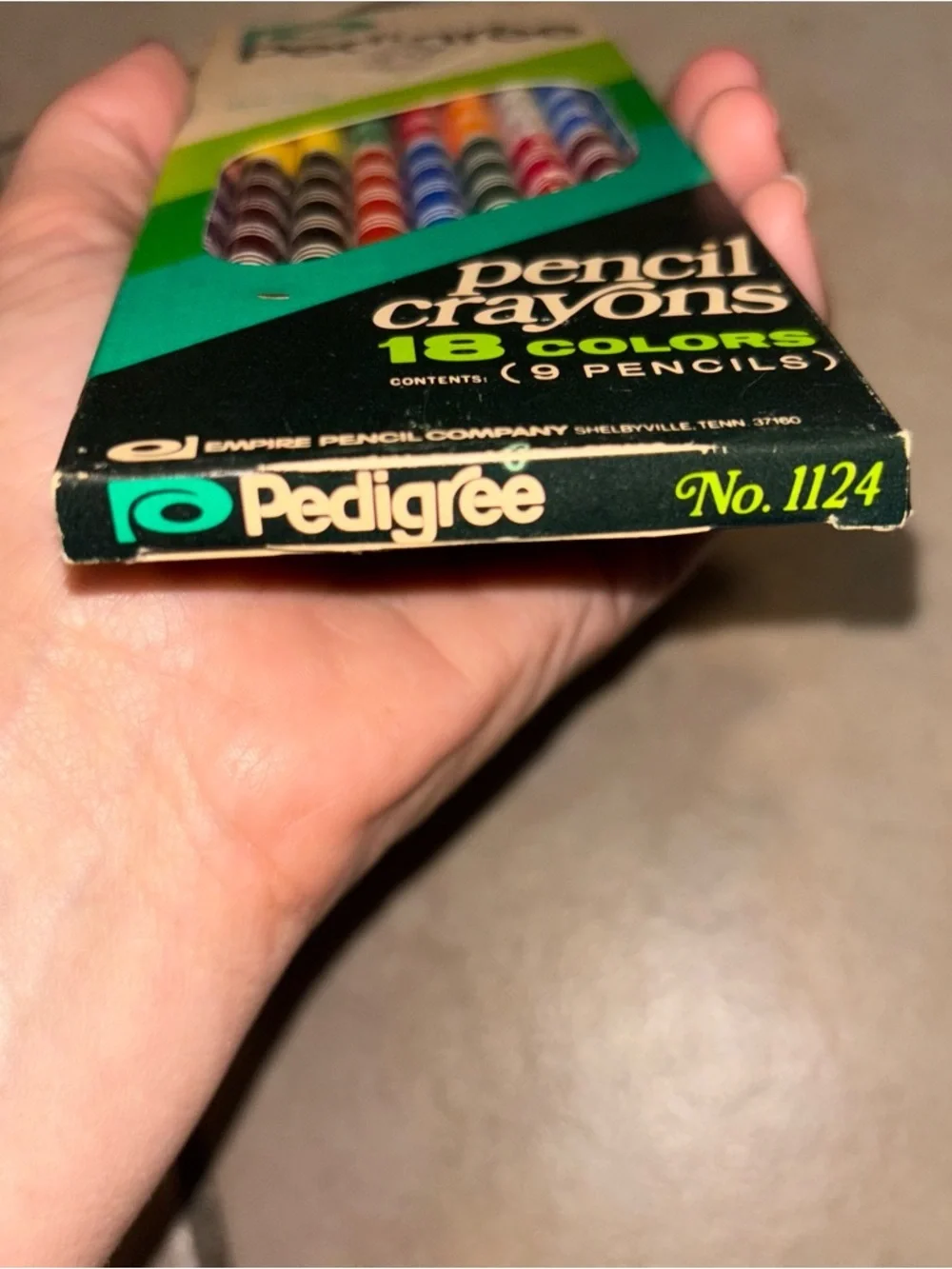 Vintage 1974 Pedigree Pencil Crayons No. 1124 18 Colors 9 Double-Sided